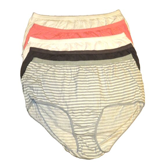 Comfort Choice 5 Pair Cotton Brief Panties Size 10 Plus Size 24W-26W - Picture 3 of 7